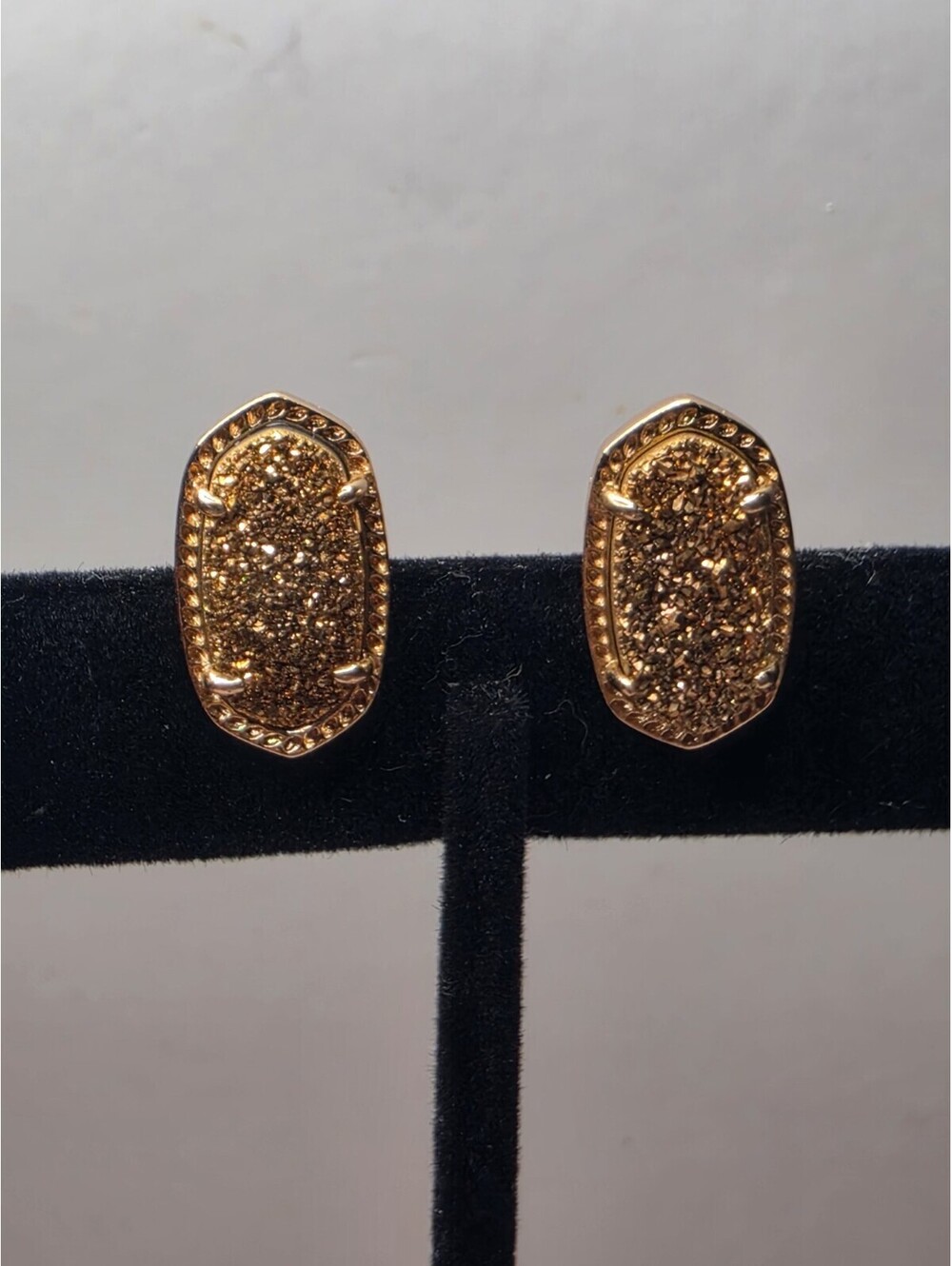 Kendra Scott Ellie Gold Tone Bronze Drusy Stud Earrings